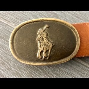 Polo Vintage Woven Belt with Brass Buckle Blue 38